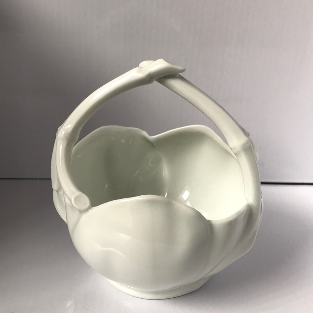 LIMOGES FRANCE WHITE PORCELAIN BASKET / CANDY DISH